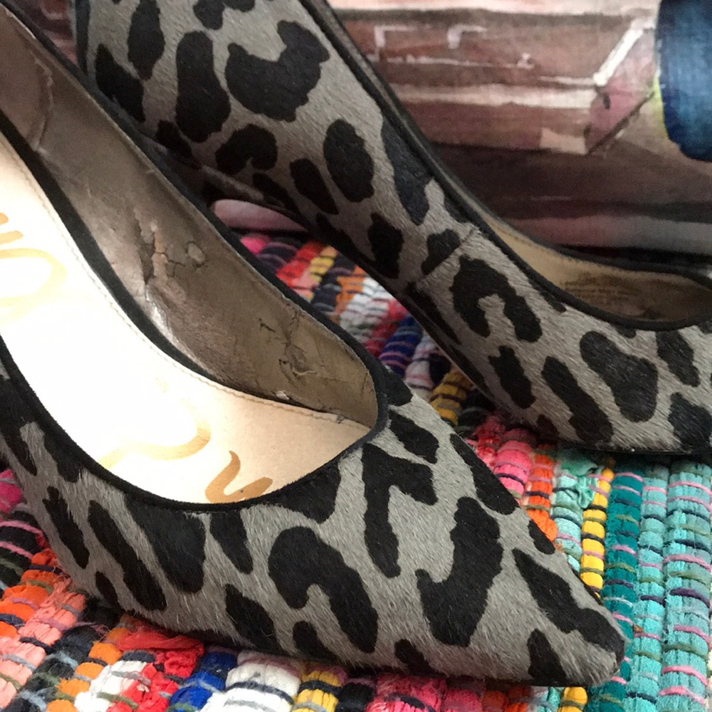 Gray & Black leopard print heels